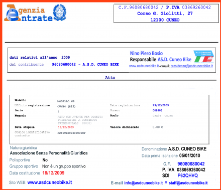 Affiliazioni  E.P.S. ciclismo dal 2010 >>> - A.S.D. CUNEO BIKE