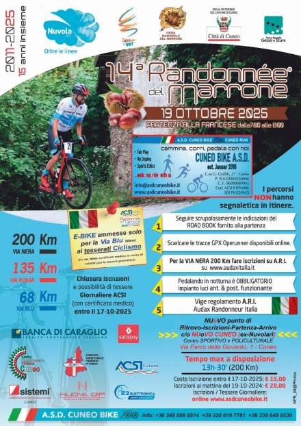 XIV^ RANDONNÉE DEL MARRONE - Locandina FRONTE - A.S.D. CUNEO BIKE